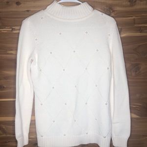 Liz Claiborne Pearl Sweater Mock Neck Ivory